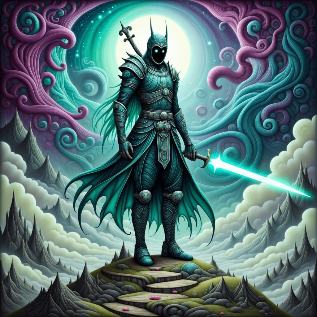 Cyberpunk Samurai Warrior on Desolate Earth