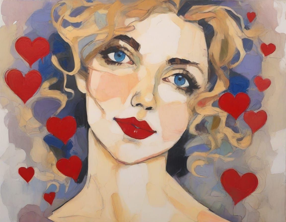 Sensual Valentine's Day Pin-Up in Impasto Style