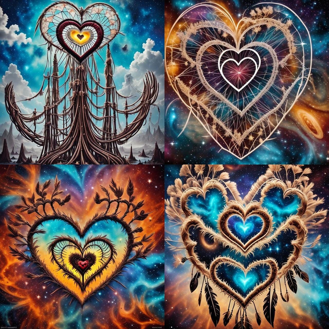 Heart Dreamcatcher Against Galaxy Sky