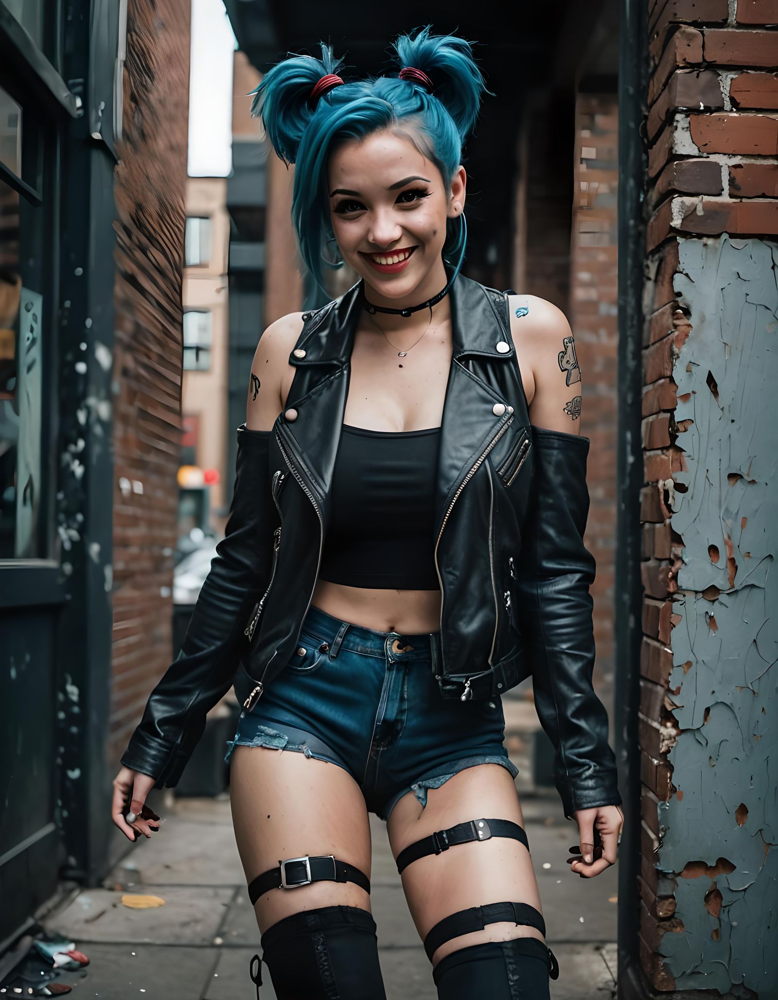 Cyberpunk Girl Portrait with Ripped Clothes