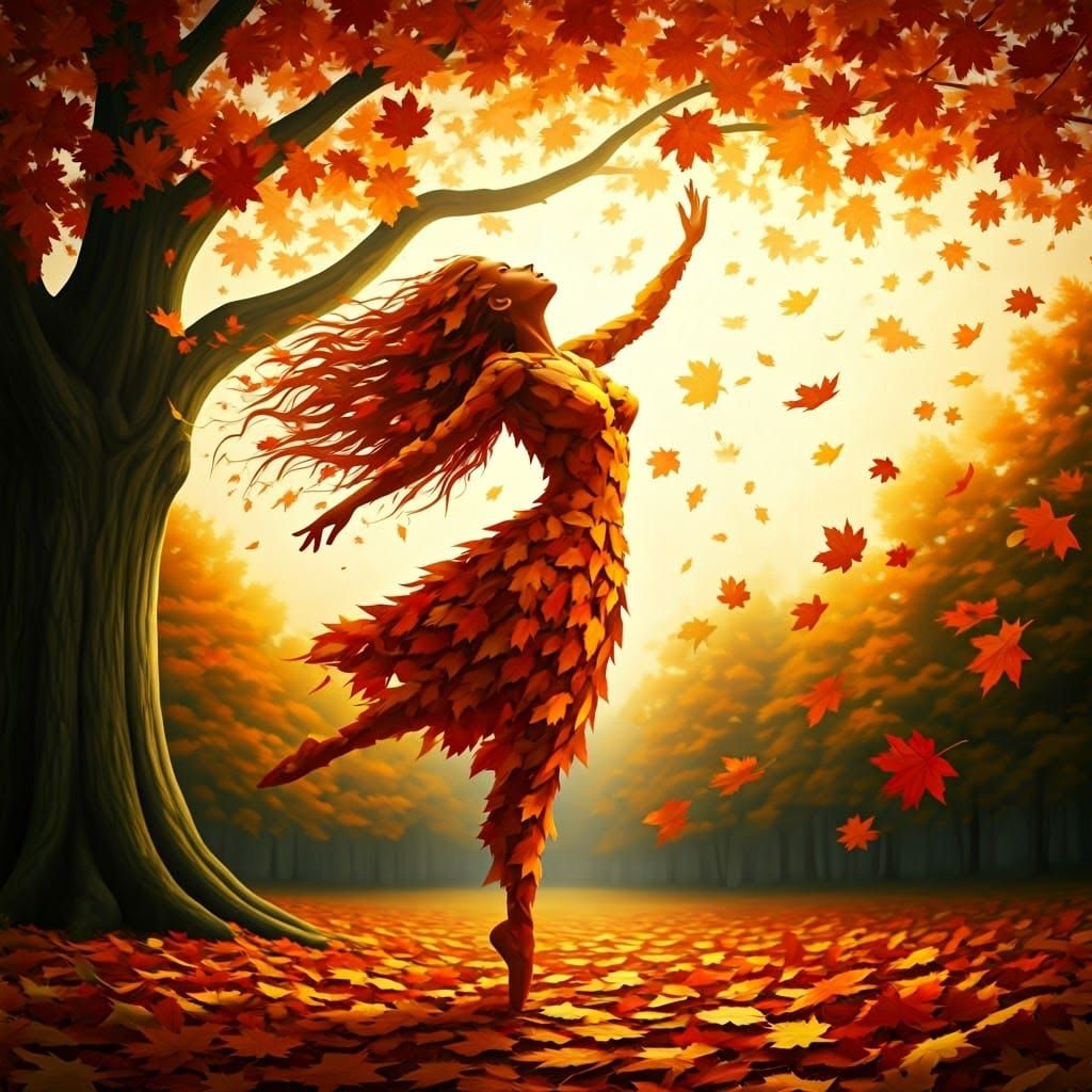 Autumn Leaves Dance in the Wind