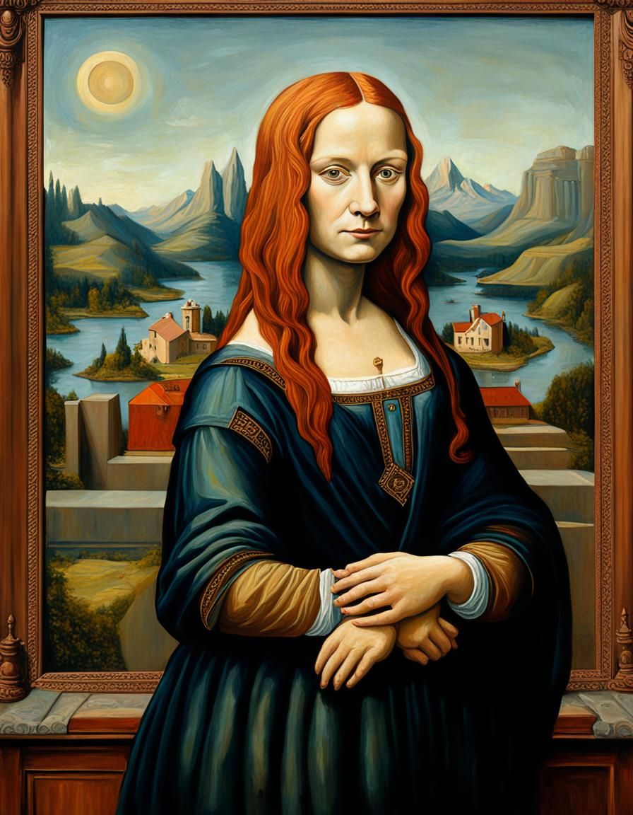 Red-Haired Mona Lisa in Renaissance Style