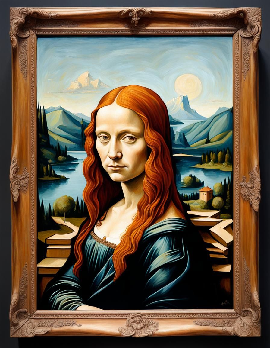 Redhead Mona Lisa in Renaissance Oil Painting Style