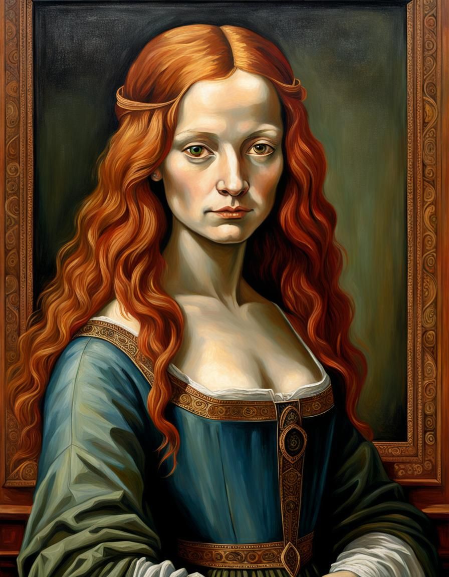 Redhead Mona Lisa in DaVinci Style