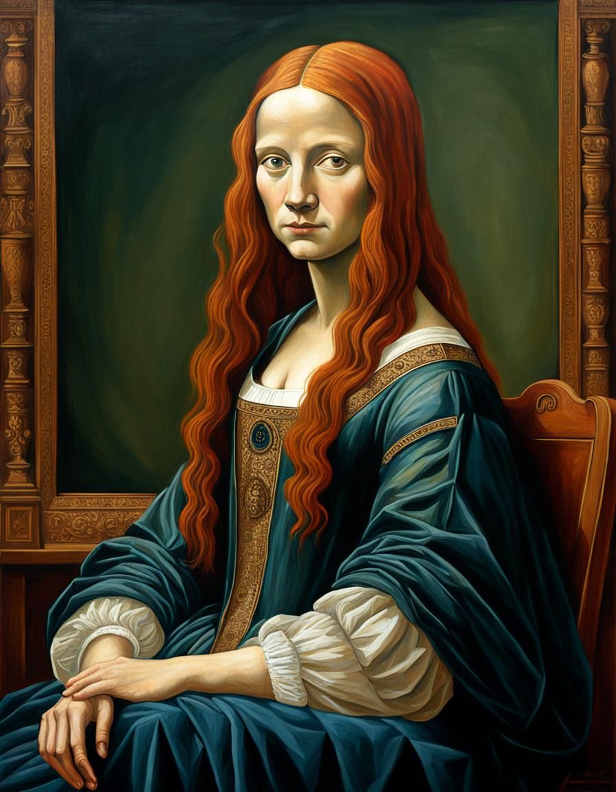Red Haired Mona Lisa in Renaissance Style