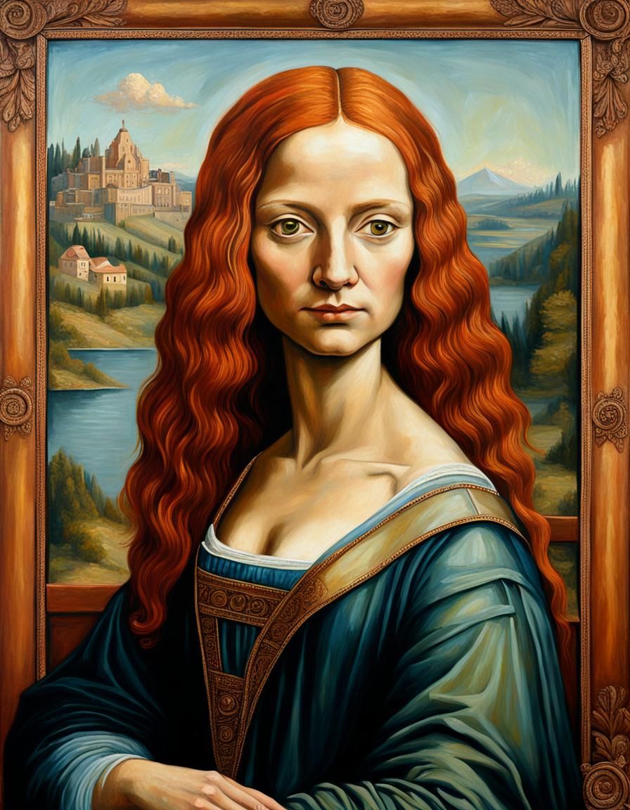 Red-Haired Mona Lisa in Renaissance Style
