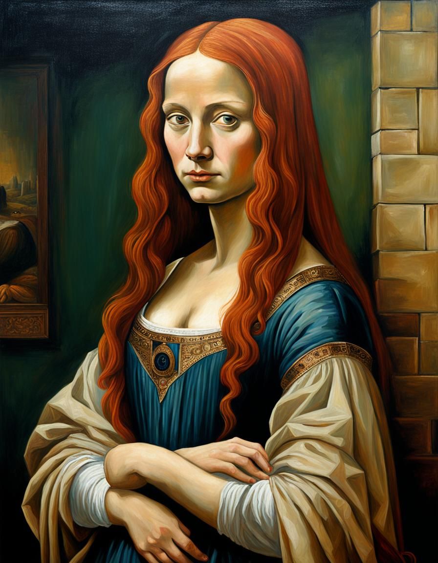 Mona in Renaissance Oil Painting Style