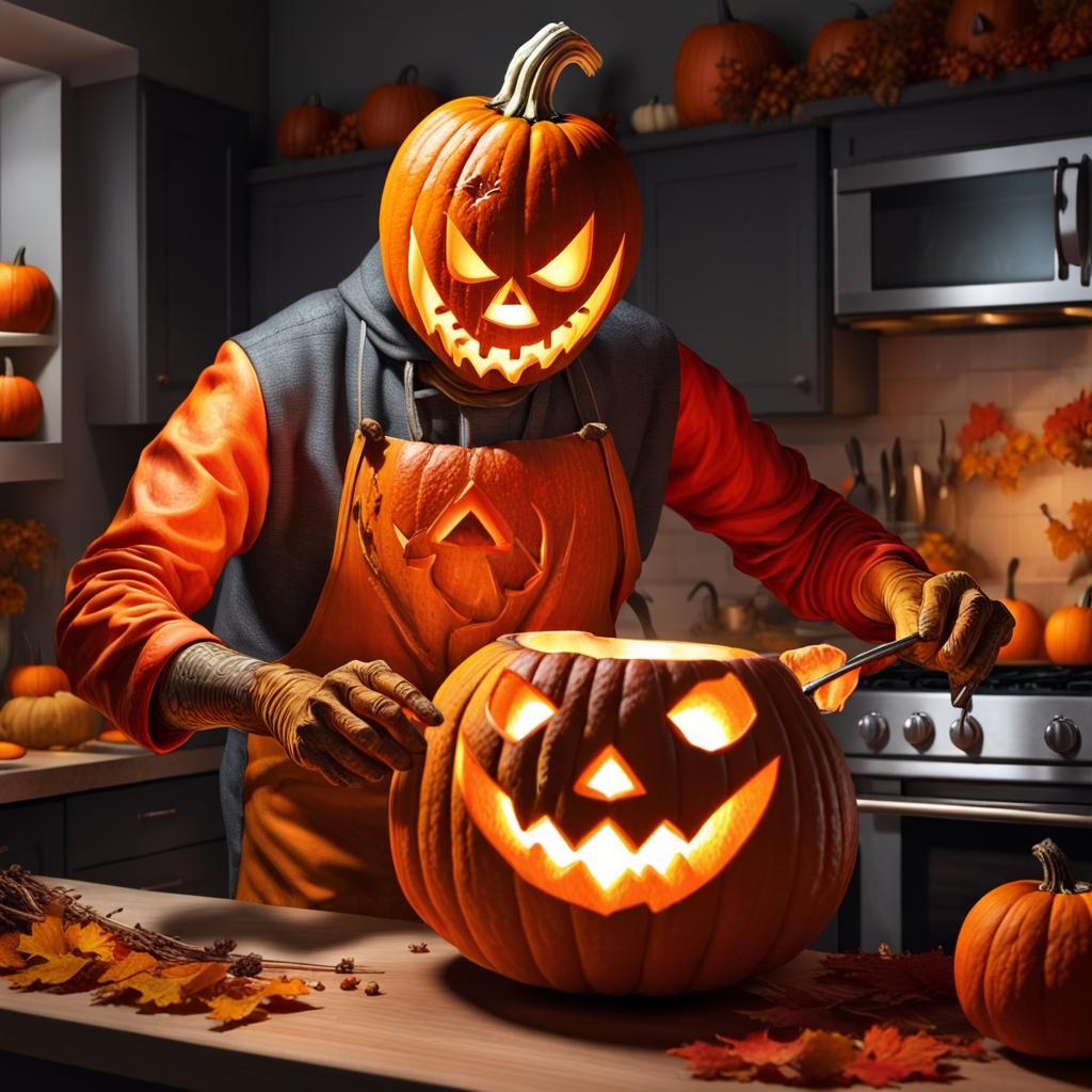 Creepy Pumpkin Man Carving Jack-o-Lantern