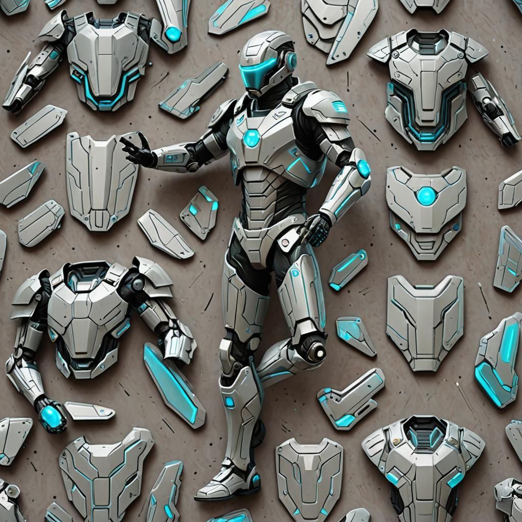 Futuristic Tron Armor in Hyperrealism