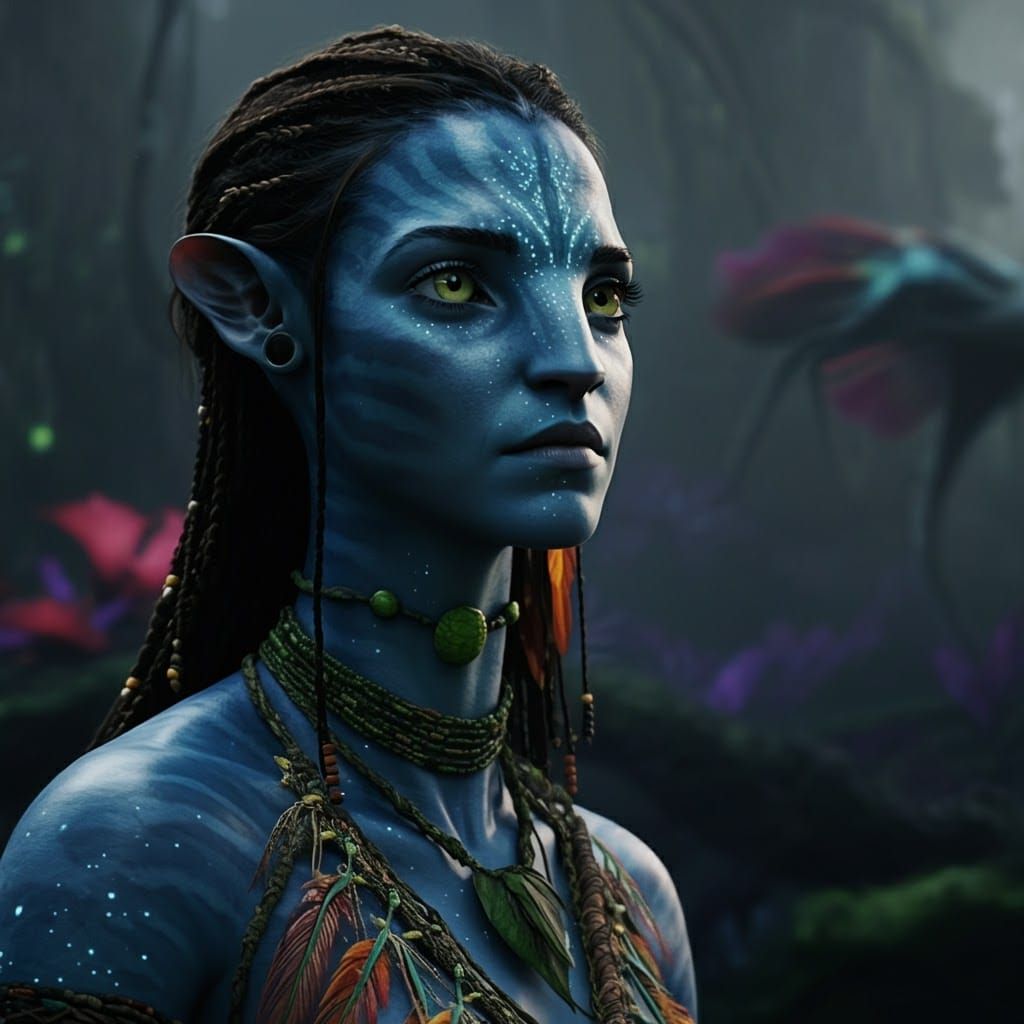 Emma Watson as a na'vi from Avatar.