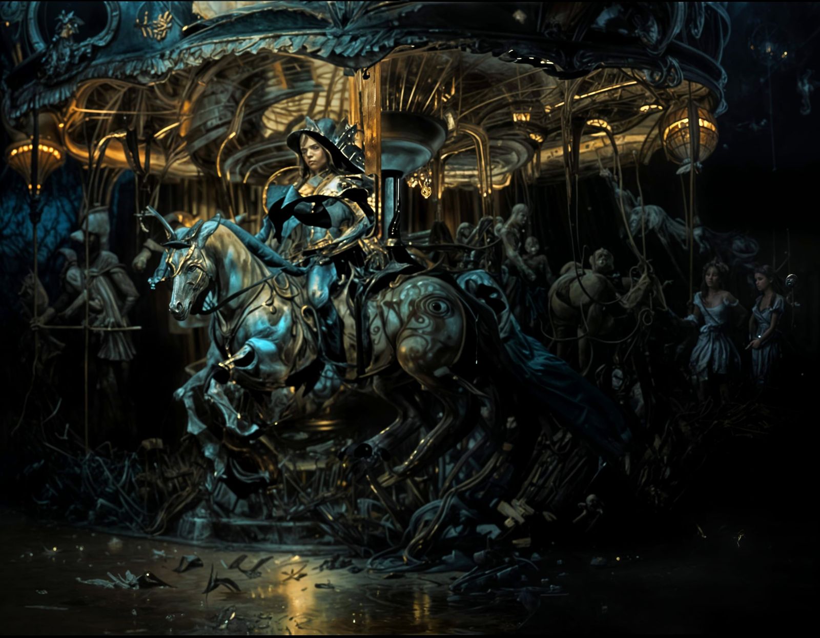 “The Carousel That Forgot Joy” — Twisted Surrealism