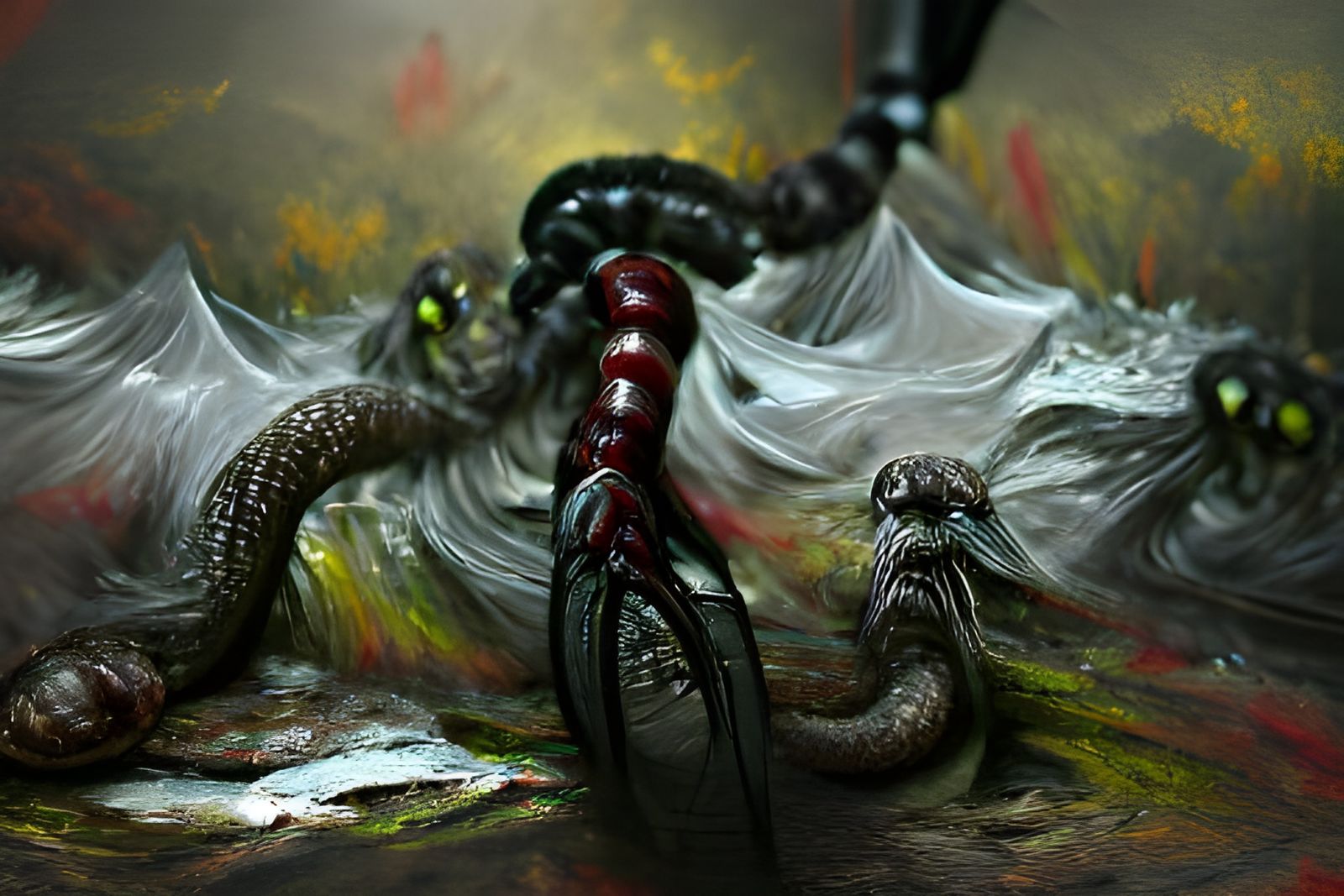 Horrifying Snake Spider Hybrid in Steampunk Style