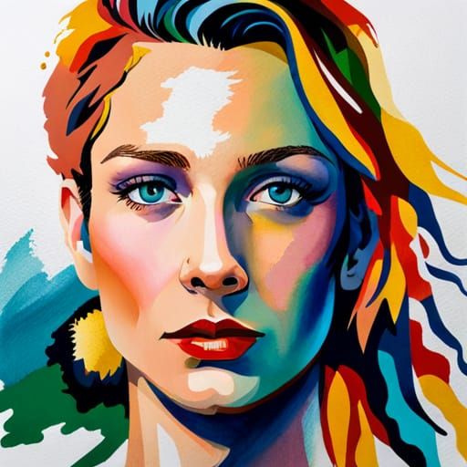 Ethereal Feminine Portrait in Watercolor Style