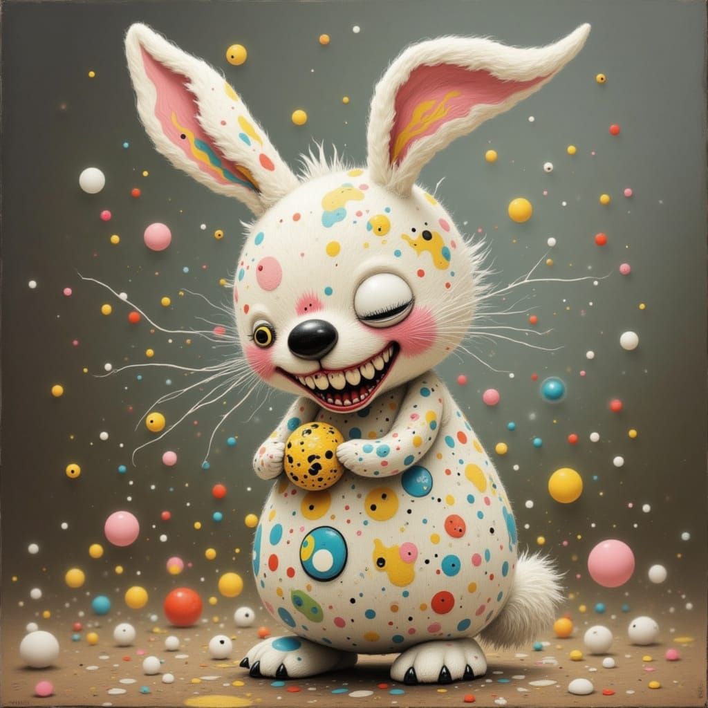 Cute Bunny with Distorted, Colorful Style