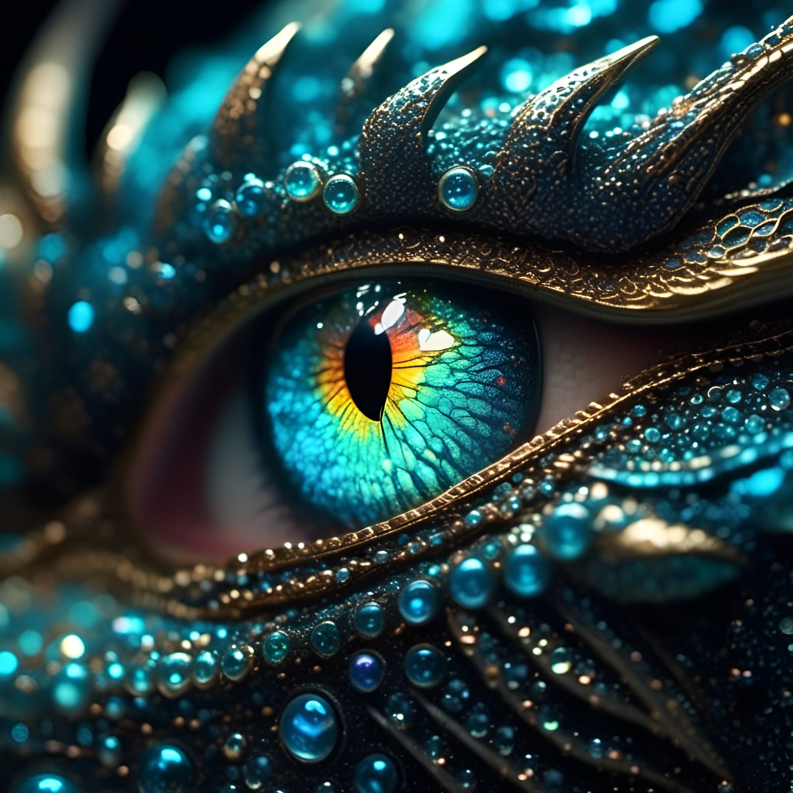 Close-Up Dragon Eye with Iridescent Shimmers