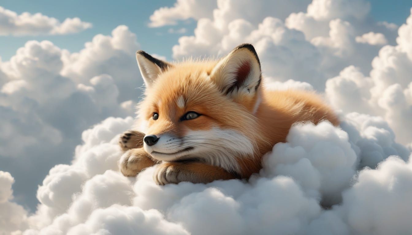 Baby Fox on Cloud Watching Animal Clouds