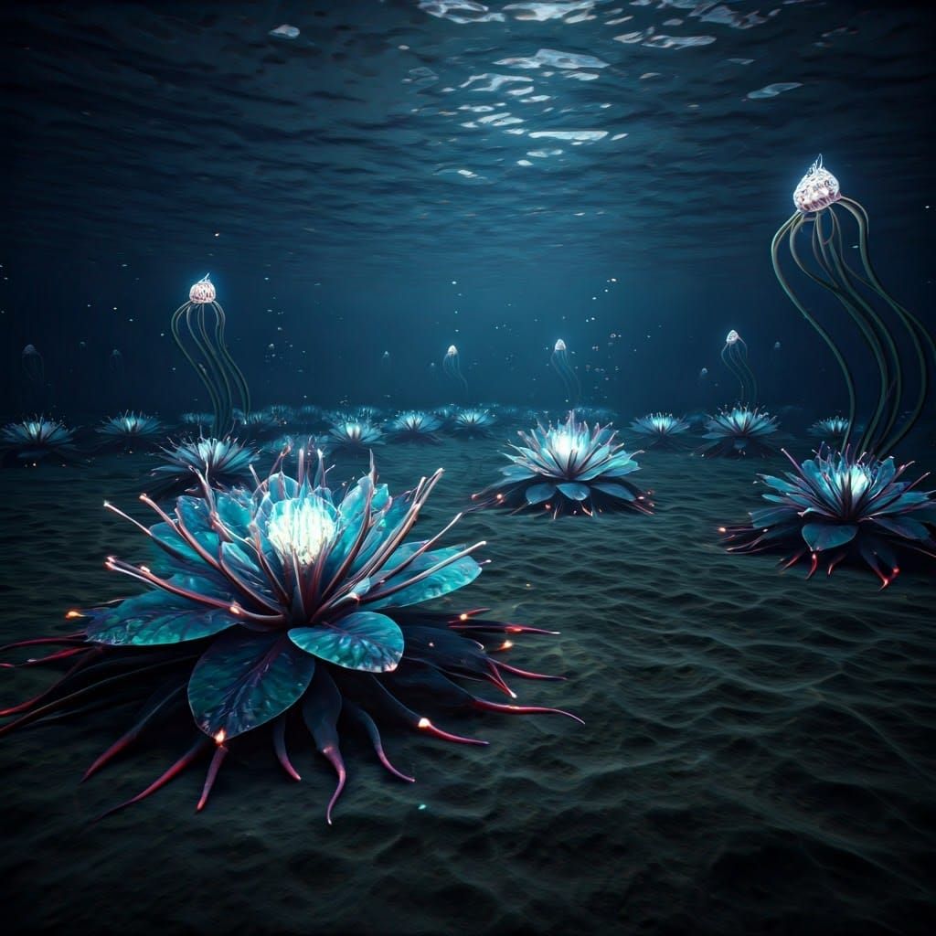 Mystical Abyssal Plain in Deep Blues and Violets