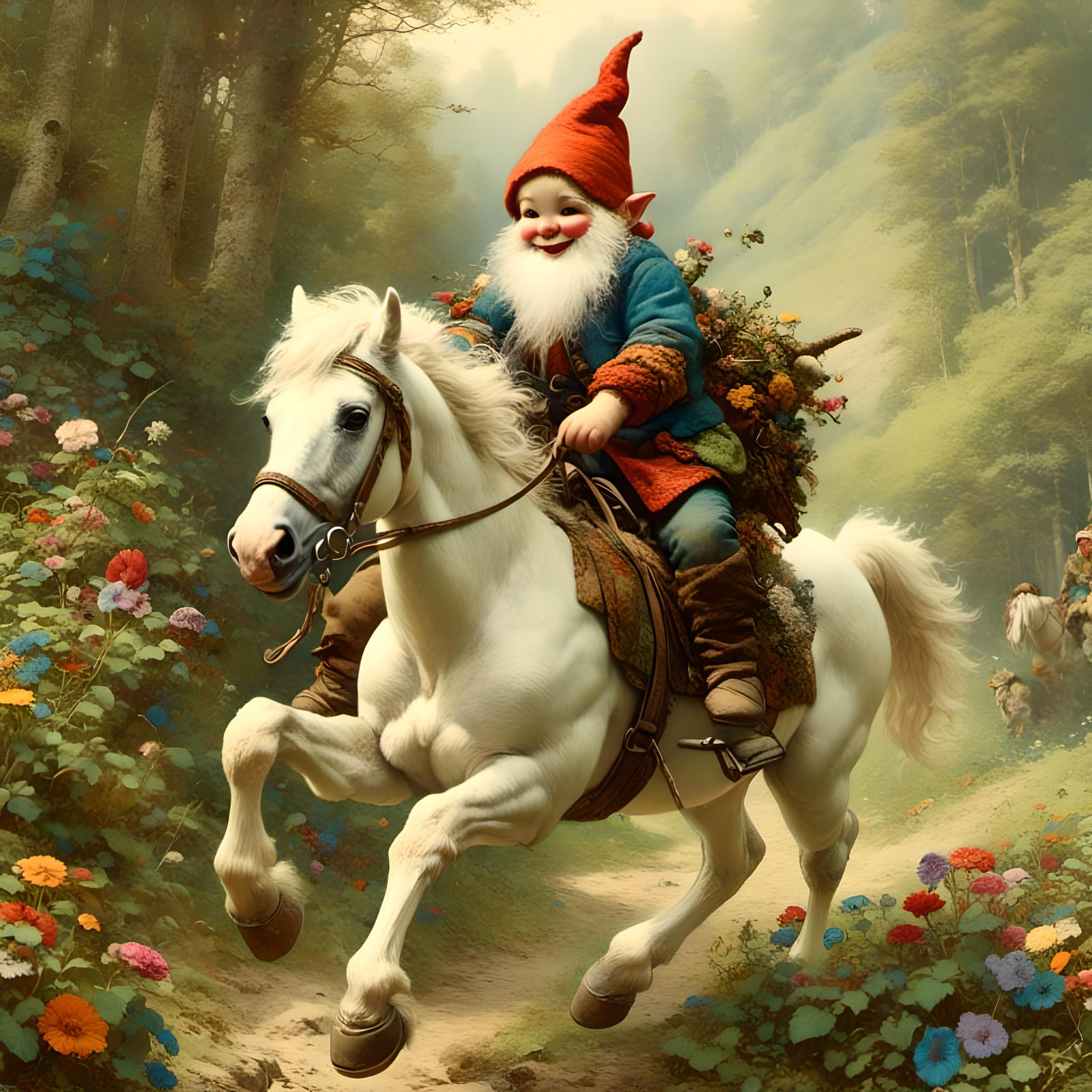 <lora:Gnomes-From Dalle 3:1.0>
Gnome riding a pony