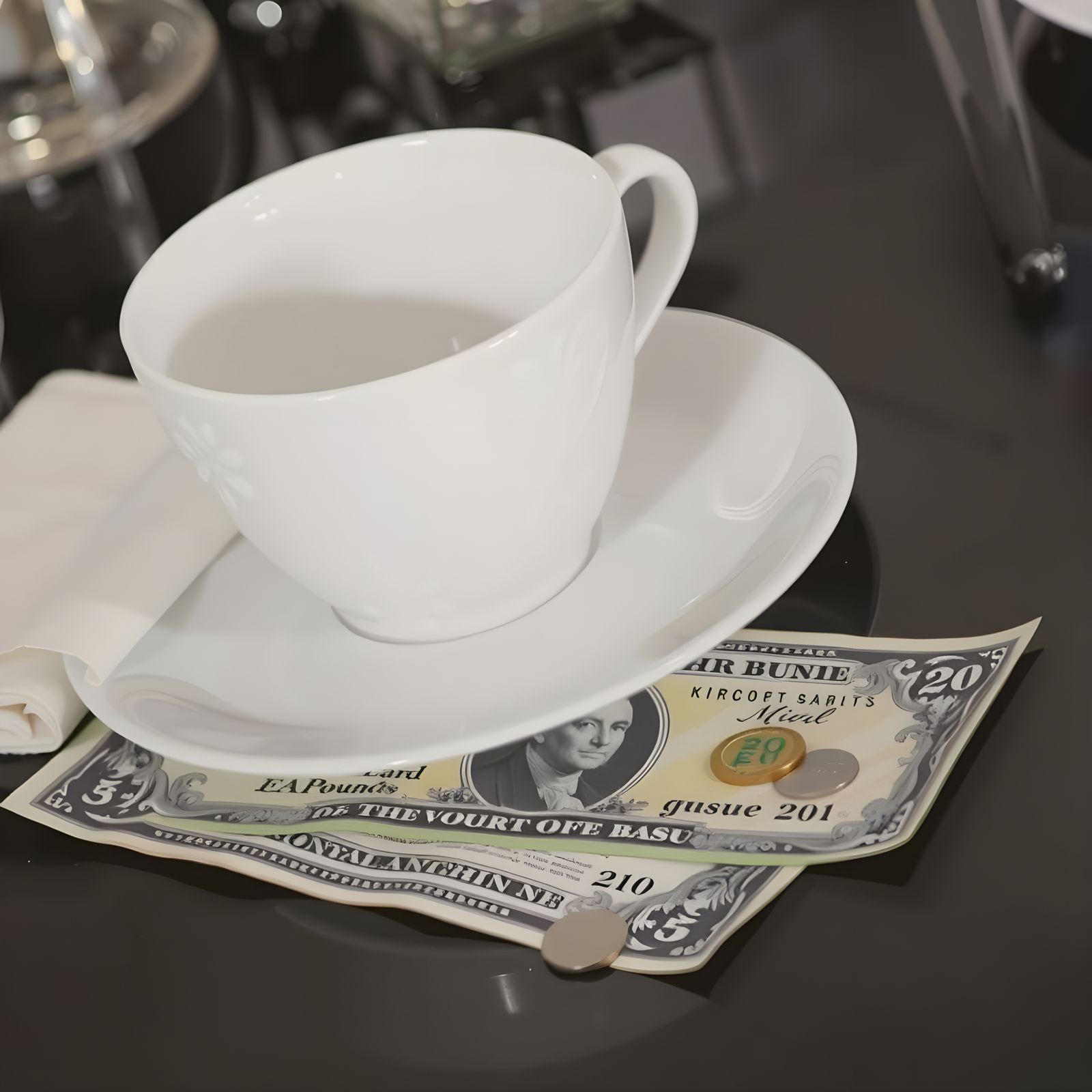 Surreal Still Life of Fine China and Sterling Silver in Ambi...