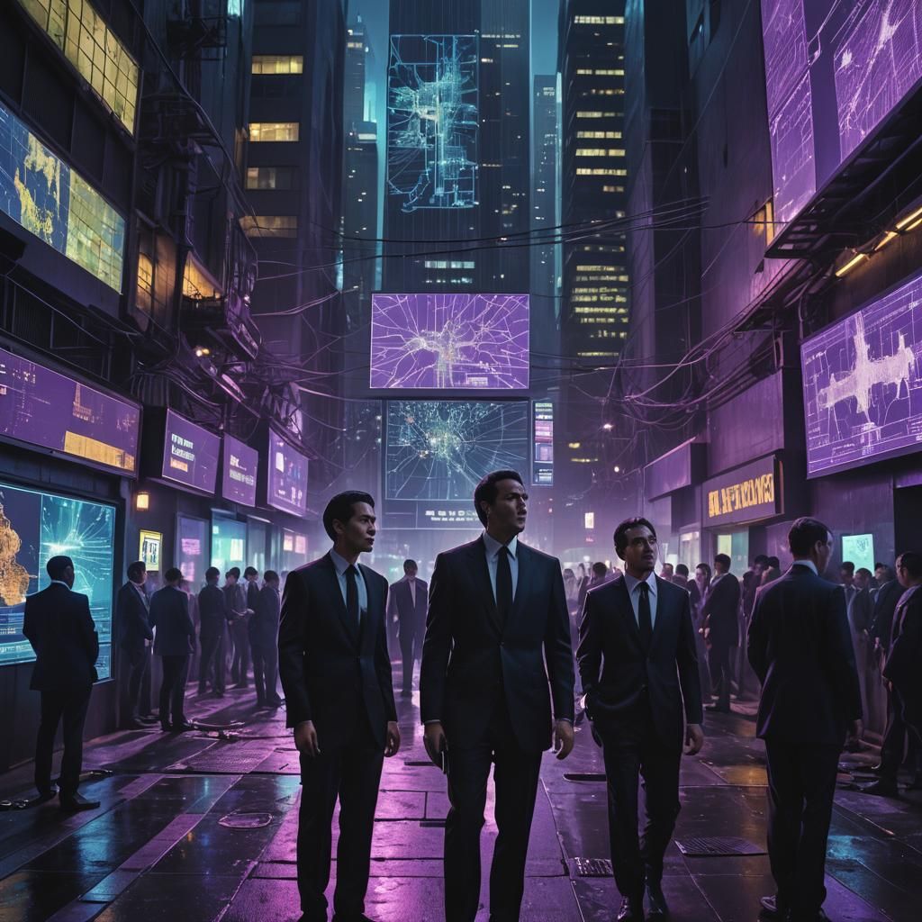 Men in Black in a Cyberpunk Dystopian City