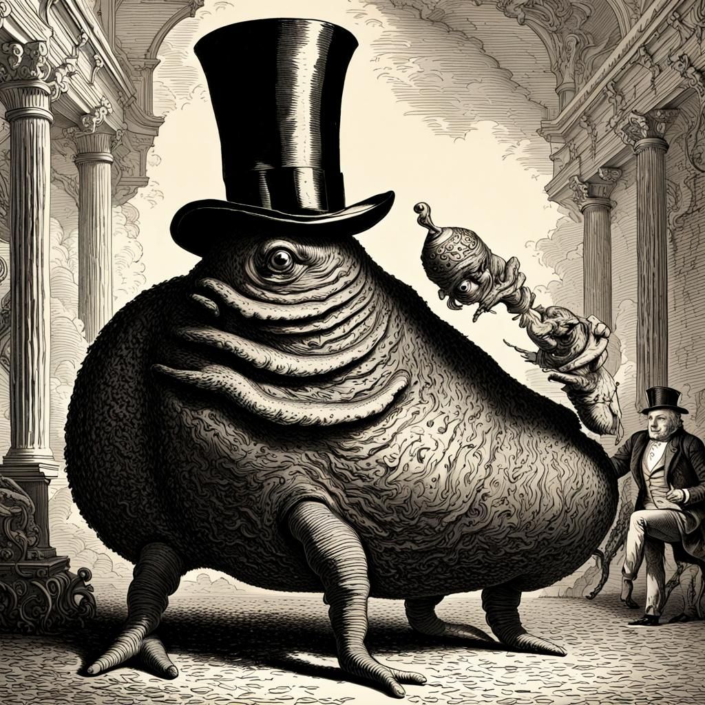 Giant Slug Eats Politician: 18th Century Etching