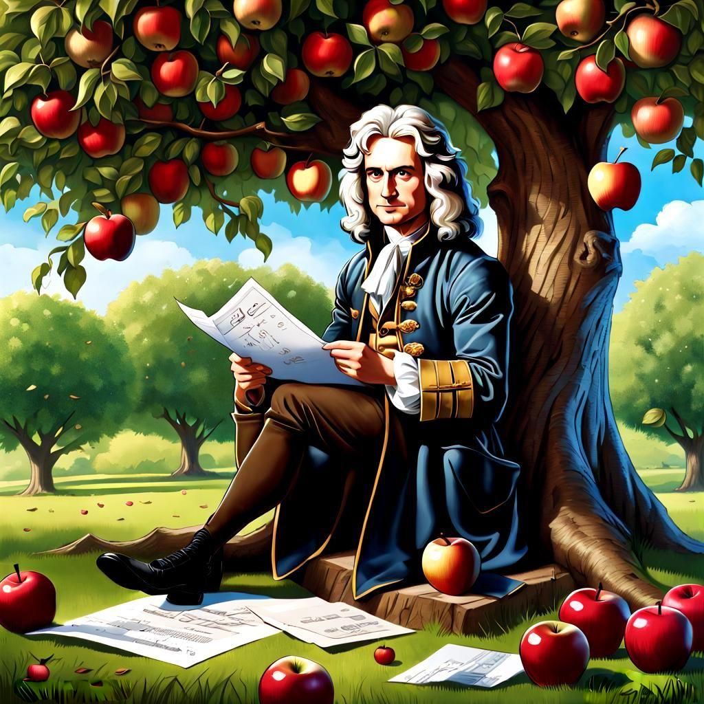 Chibi Isaac Newton and Gravity Equations