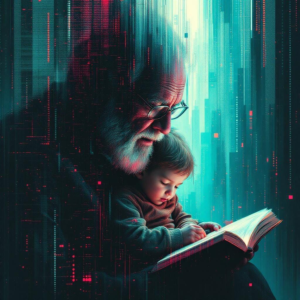 Surreal Glitch Portrait in a Matrix World