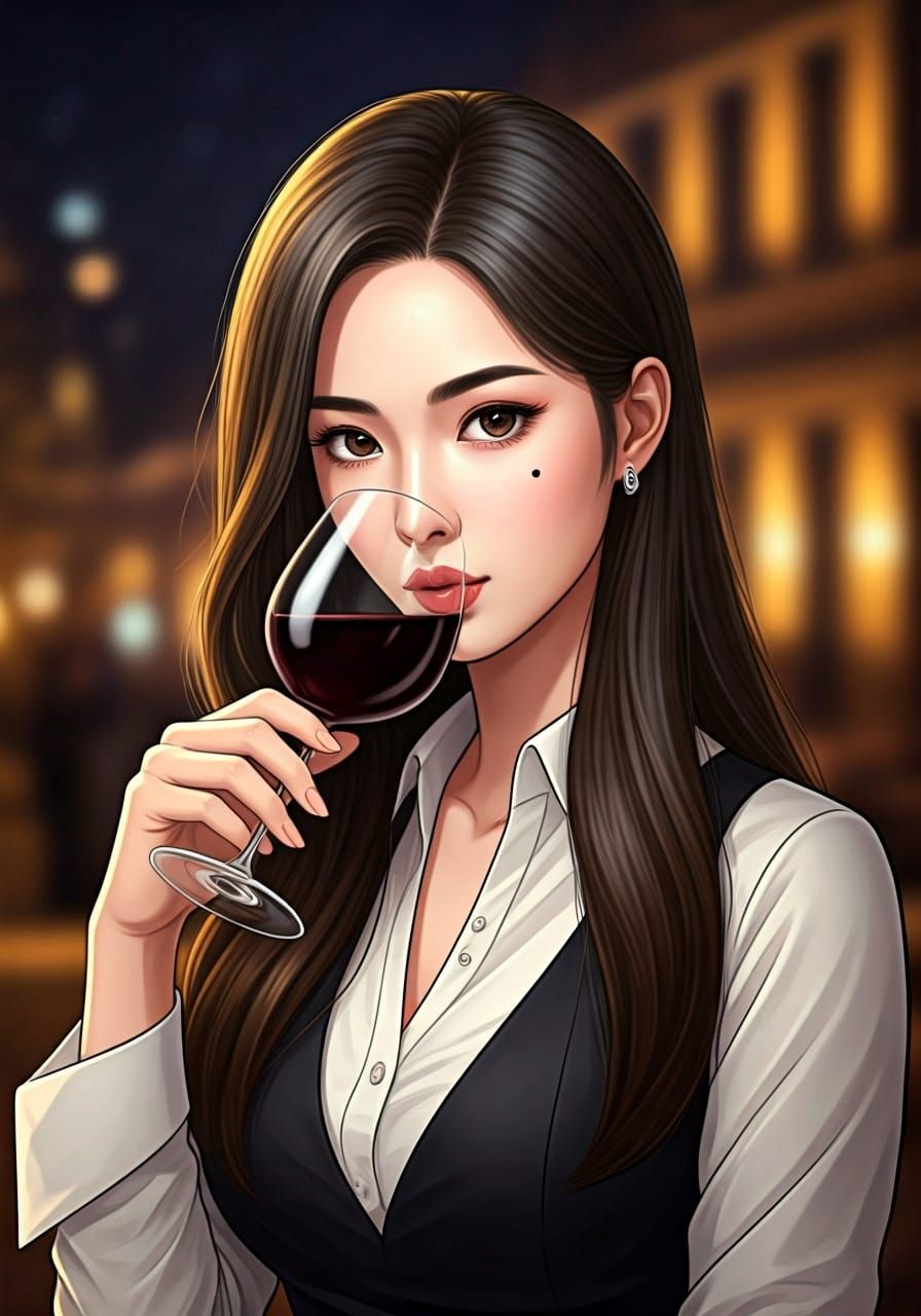 Donggeuran Sipping on Glass of Wine