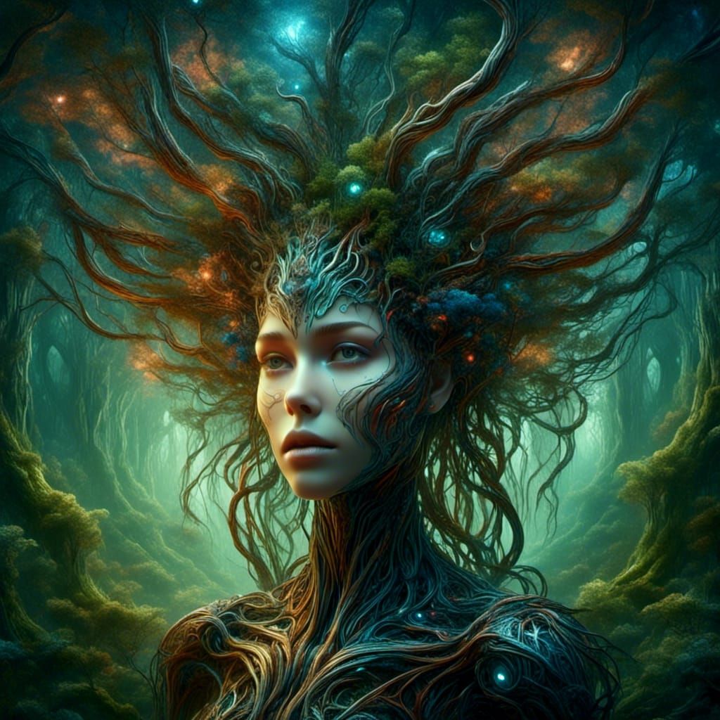 Cyborg and Fern Fusion in Biomechanical Forest