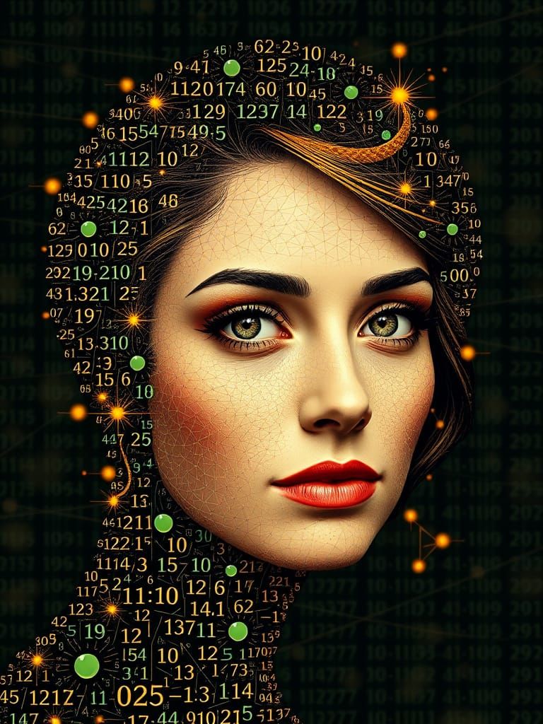 Fibonacci Numbers Generate a Colorful Portrait of a Woman