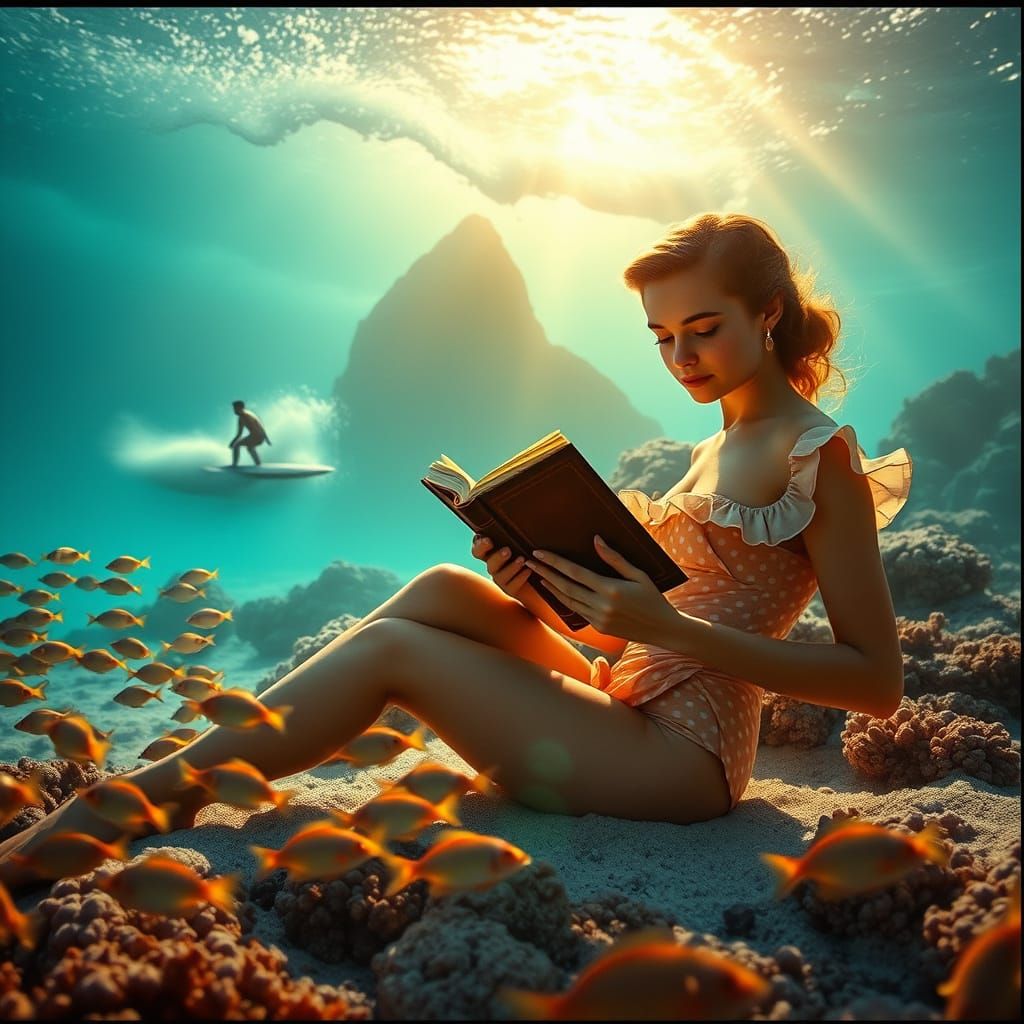 Beneath the Waves: A Vintage Beach Scene