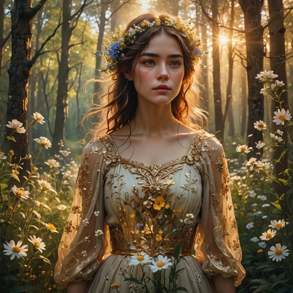 Ethereal Maiden in Mystical Forest: Hyper-Realistic Digital ...