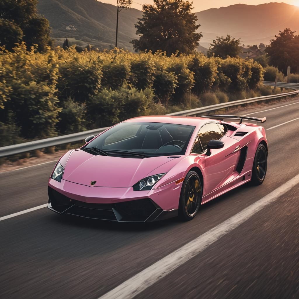 Pink Lamborghini Gallardo Superleggera Sunset Drive