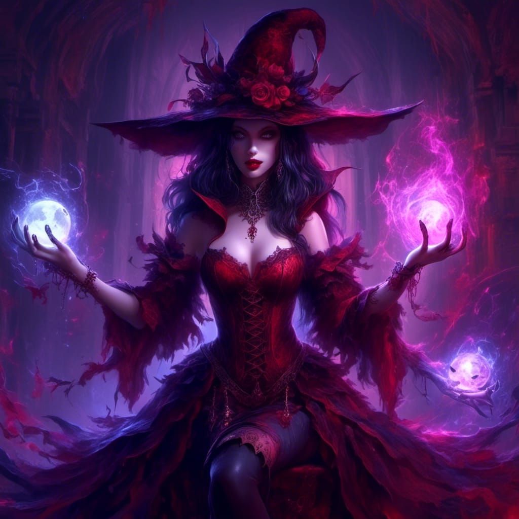 Blood Vampire Witch in Horror Aesthetic