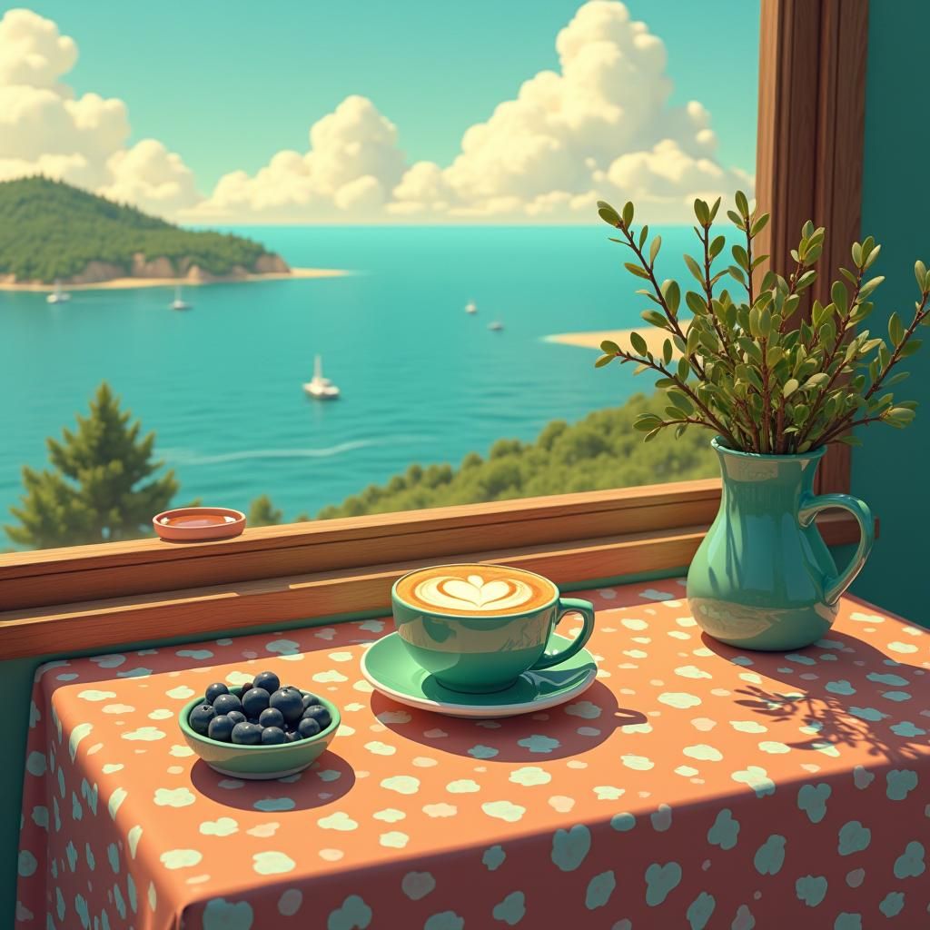 Cozy Breakfast Scene in Detailed Painting Style