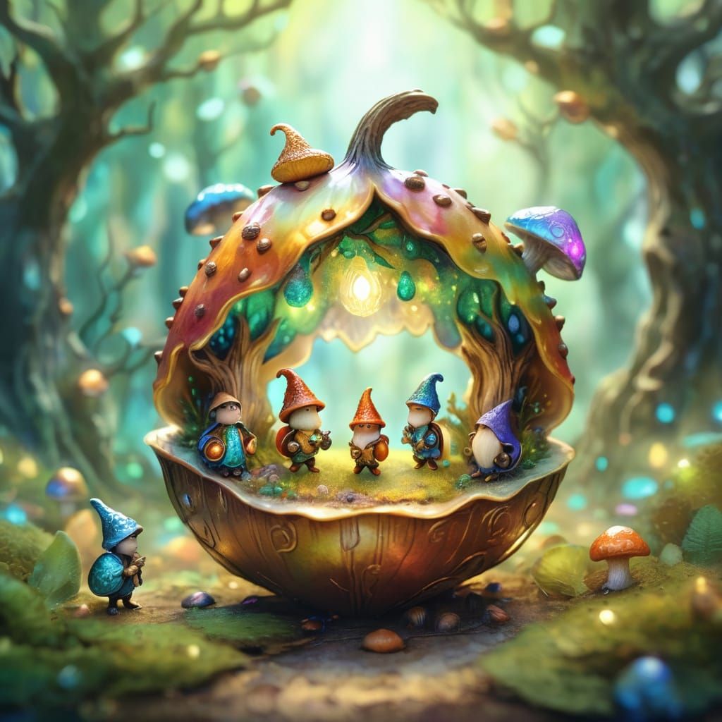 Miniature Fantasy Beings in Dreamlike Watercolor Style