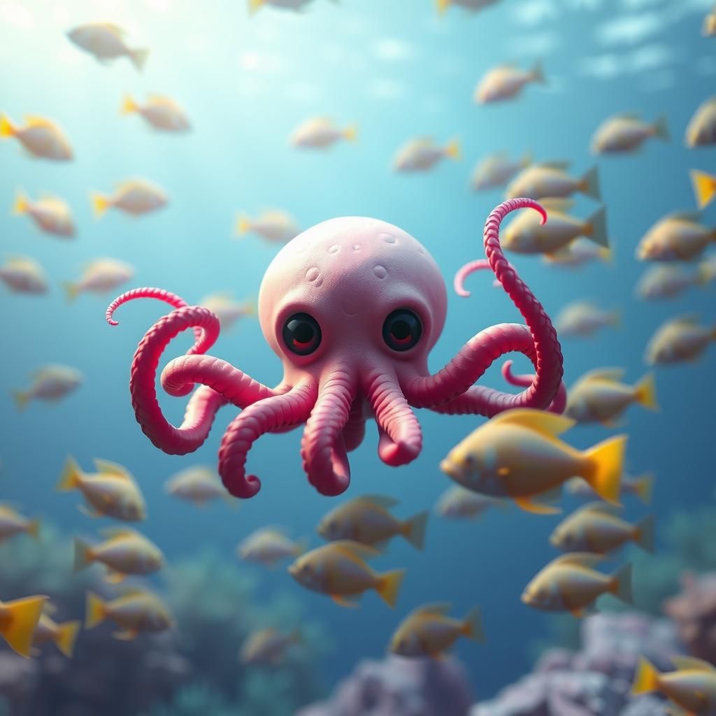 Cute Cthulhu's Underwater Adventure: Pixar-Style 3D Art