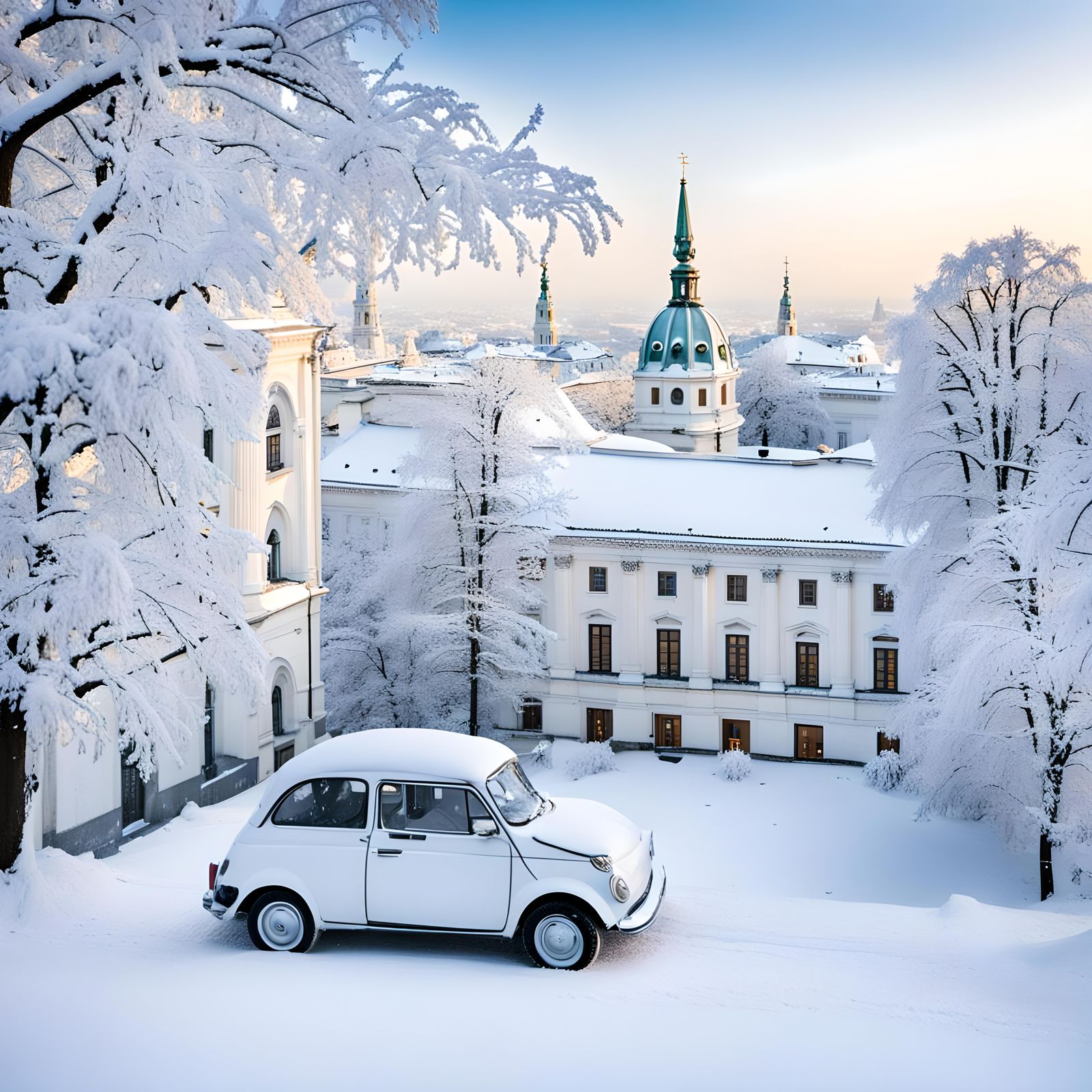 White Winter in Vienna: A Minimalist Scene