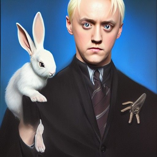 Draco Malfoy with Bunny Ears as Oil Painting