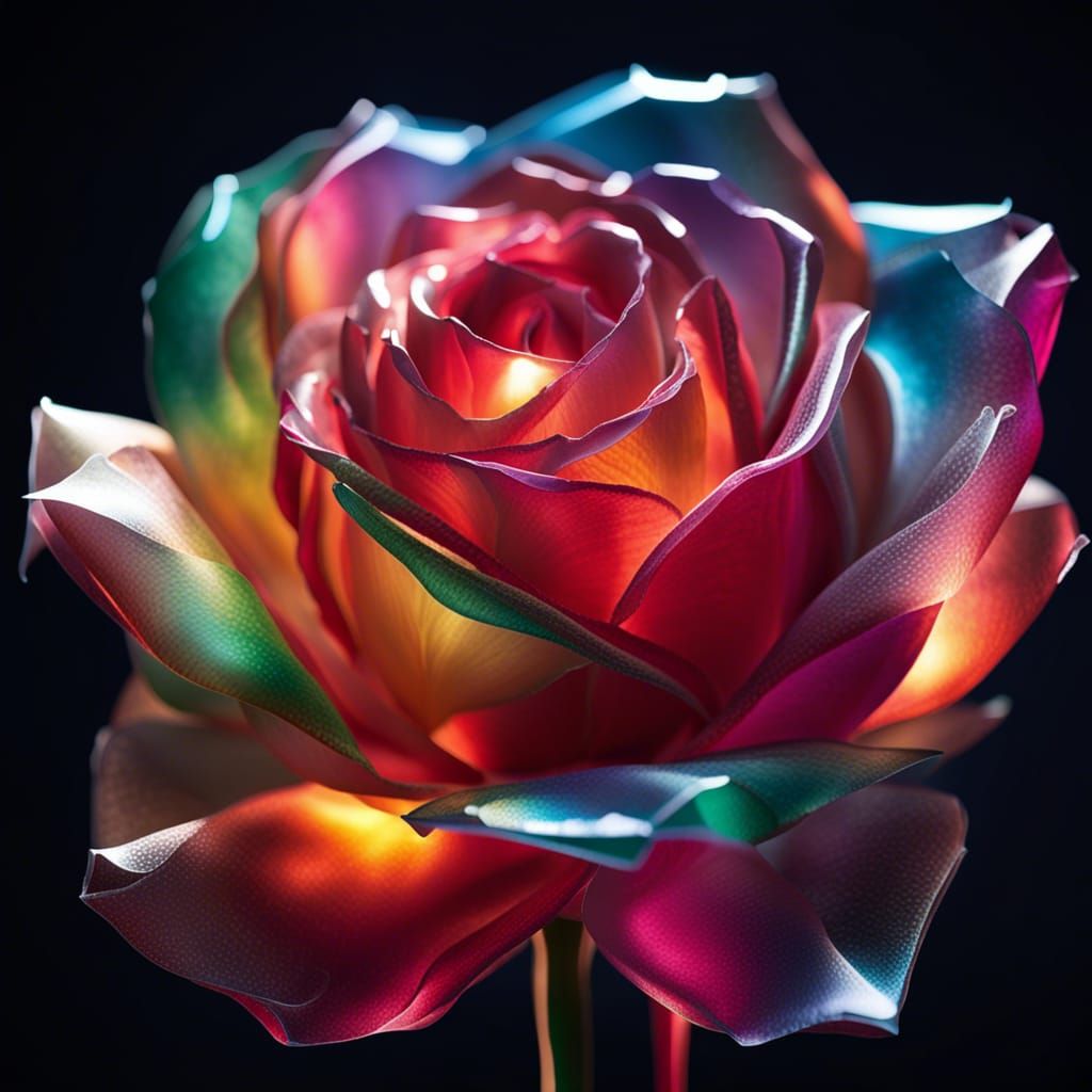 Translucent Crystalline Rose with Internal Light