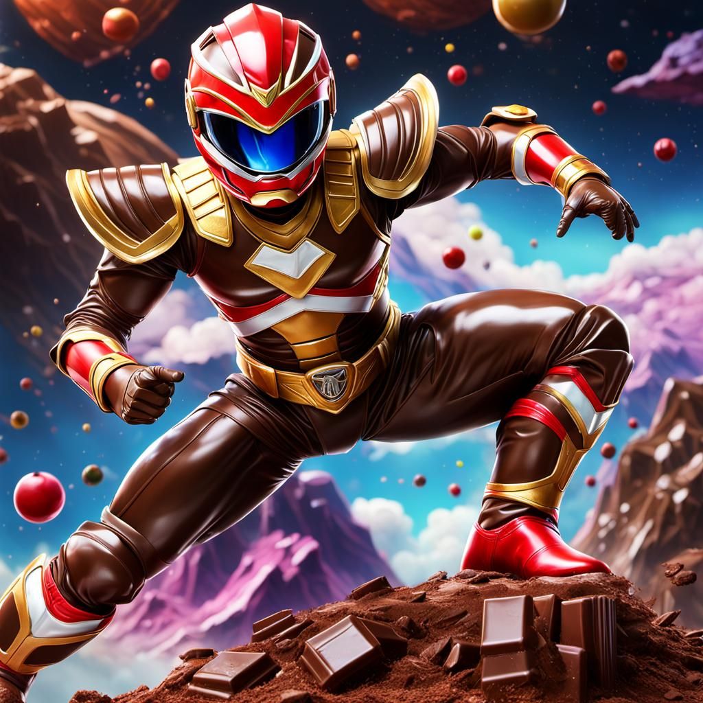 Chocolate Power Ranger in Candy Art Style