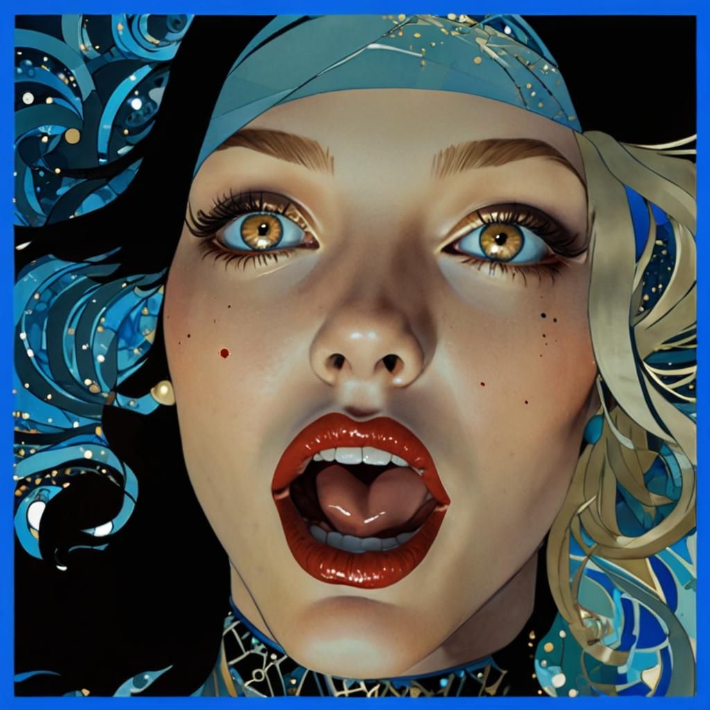 Dynamic Art Deco Figure with Geometric Blood Splatter