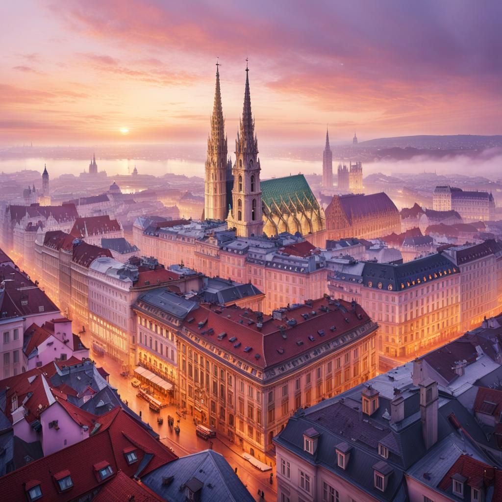 Vienna at Dawn: Digital Matte Painting in Romantic Style