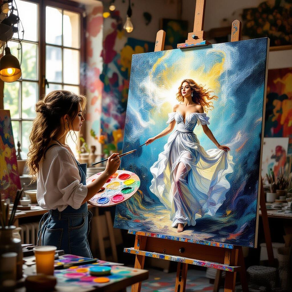 Artist Creates Ethereal Woman in Surreal Studio