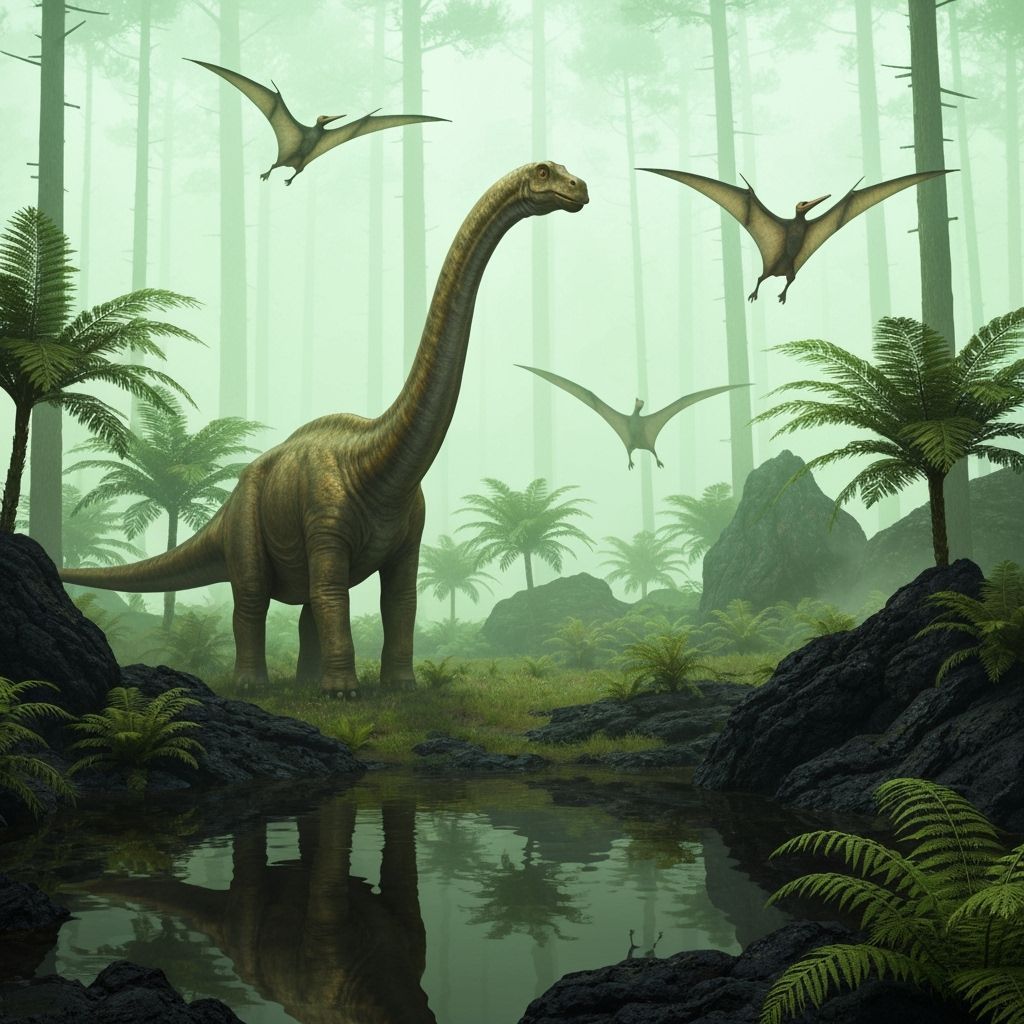 Sauropod Dinosaur in Prehistoric Forest