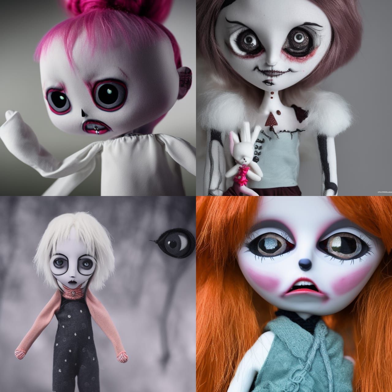 Horror Zumi Doll in Thunderstorm: Tim Burton Style