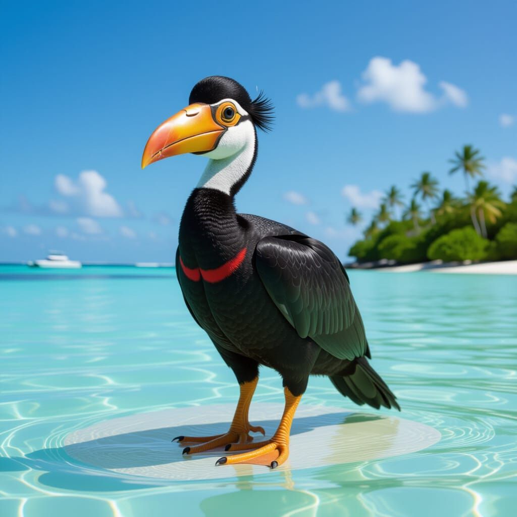 Dodo Bird Living His Best Life on Tropical Island