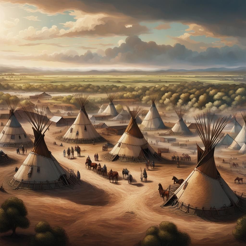Native American Settlement Before Conquest: Hyperrealistic B...