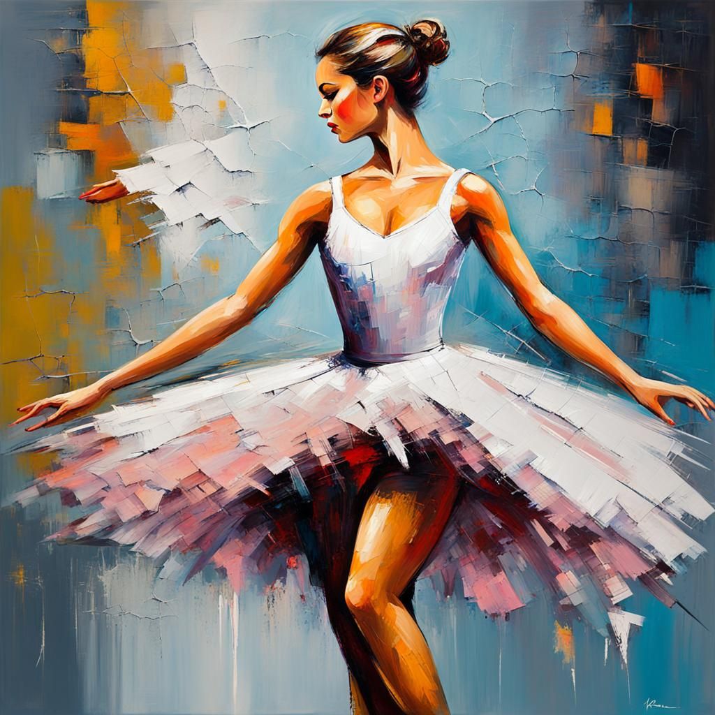 Ballerina in Abstract Palette Knife Style