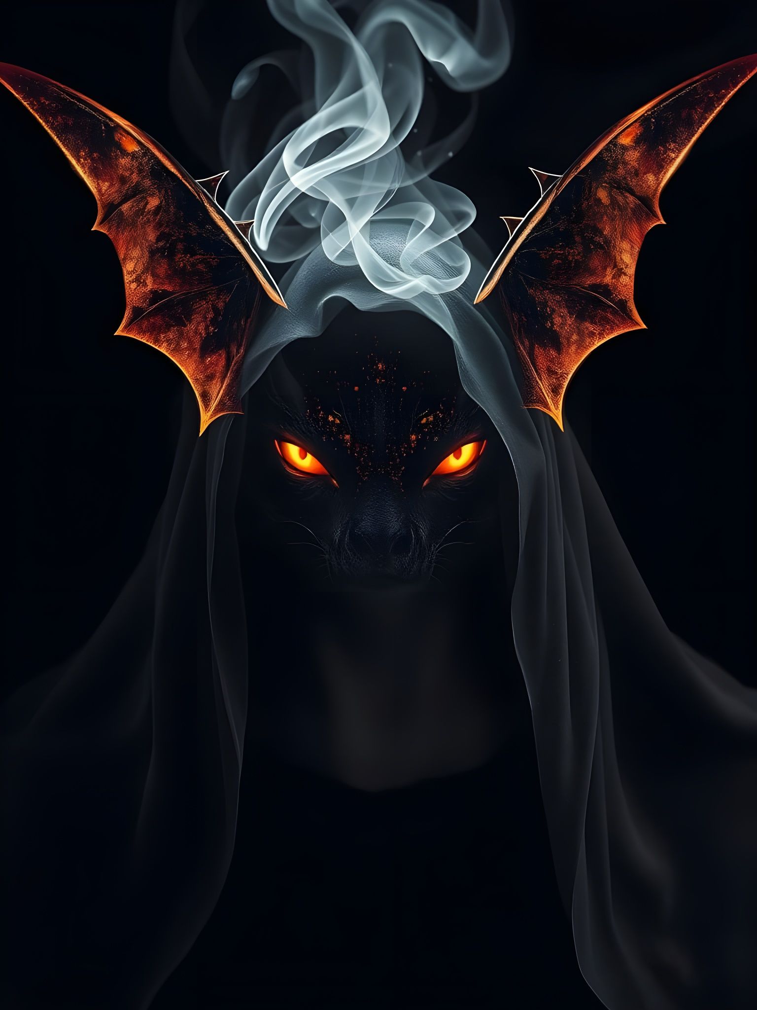 Ethereal Face Emerge from Swirling Light and Ash